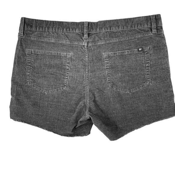 Gap SIZE 14 Charcoal Gray Small-Rib Raw Hem Corduroy Shorts, 4-Inch Inseam - Picture 2 of 5